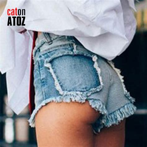 Women S Fashion Vintage Tassel Patchwork Shorts High Waist Short Jeans Punk Sexy Hot Woman Denim