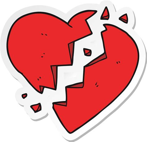 Sticker Of A Cartoon Broken Heart 10765764 Vector Art At Vecteezy