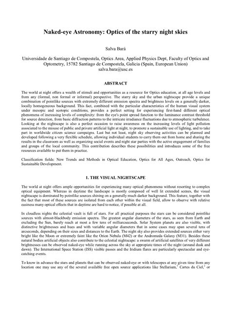 Naked Eye Astronomy Optics Of The Starry Night Skies DocsLib
