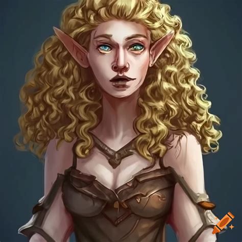 Dnd Half Elf Bard With Blond Curly Hair And Leather Armor On Craiyon