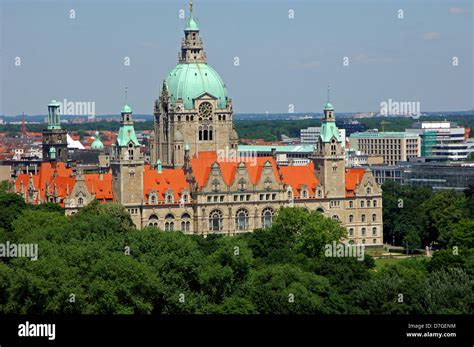 Germany Lower Saxony Hannover From Above New City Hall Stock Photo