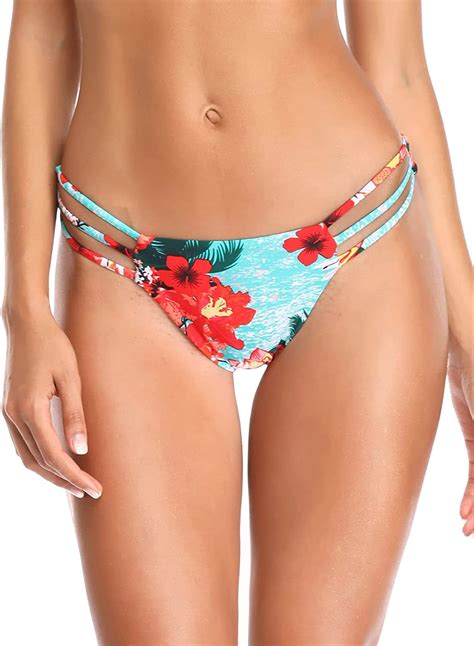 Amazon RELLECIGA Women S Triple Strappy Thong Bikini Bottoms