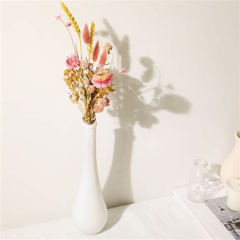 Yellow And Pink Dried Flower Posy With Vase Lisa Angel