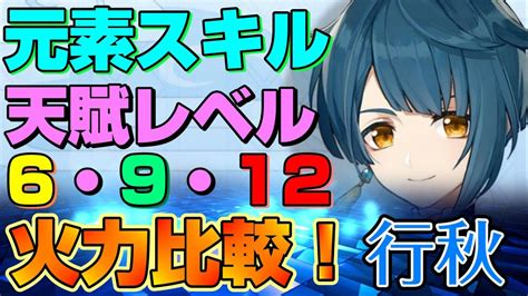 【原神】行秋のスキルは天賦レベルでどのくらい火力が変わるのか調べてみた！ Youtube