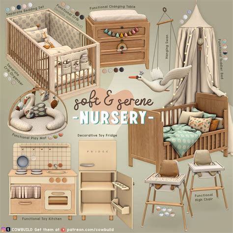 May 2023 Set 1 Soft And Serene Nursery Cowbuild Sims 4 Bedroom