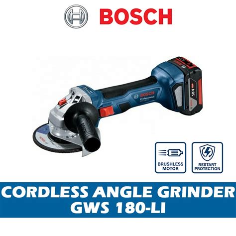 BOSCH GWS 180-Li CORDLESS ANGLE GRINDER | Dk Tools Supplies Malaysia