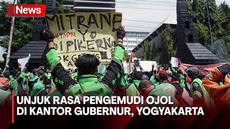 Ratusan Driver Ojol Sambangi Kantor Gubernur Diy Tuntut Adanya Payung