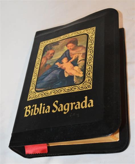 Antiga Bíblia Sagrada capa em couro fartamente ilustrada Edição