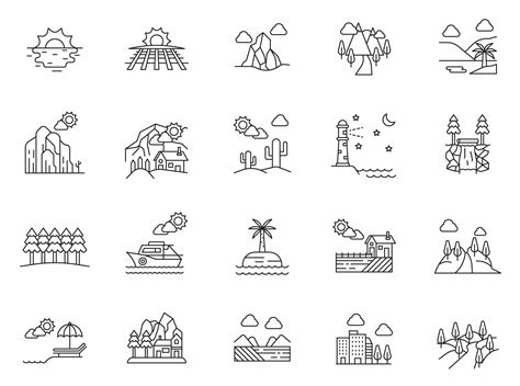 Landscape Line Icons