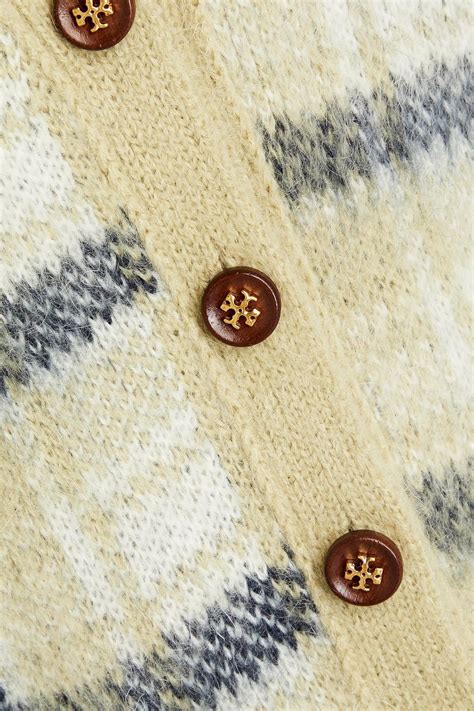 TORY BURCH Checked Jacquard Knit Cardigan THE OUTNET