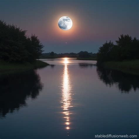 Moon's Reflection in Water-Draped Sky | Stable Diffusion Online