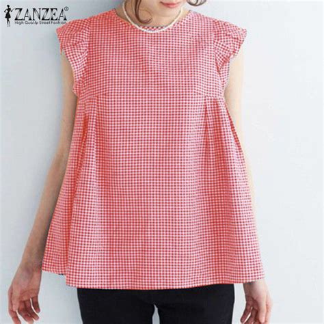 Fancystyle Zanzea Women S Vintage Loose Check Plaid A Line Camisoles