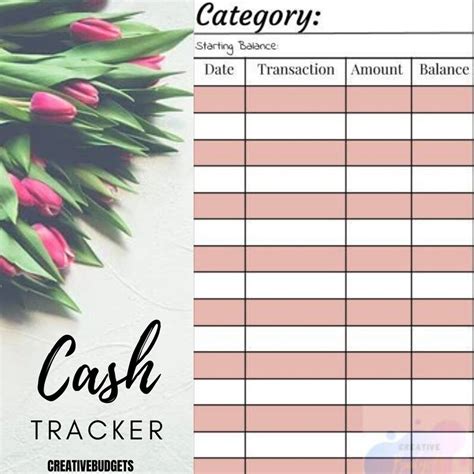 printable cashexpense tracker etsy