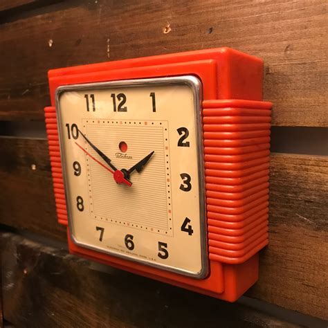 Telechron Red Bakelite Wall Clock Circa 1930s Telechron Later