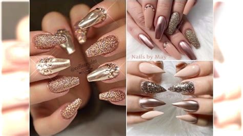 Szampa Ski Manicure W Odcieniach Rose Gold Nude I Z Ota Modna Opcja Na Wi Ta I Karnawa