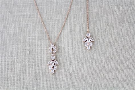 Rose Gold Backdrop Necklace Bridal Jewelry Rose Gold Bridal Etsy