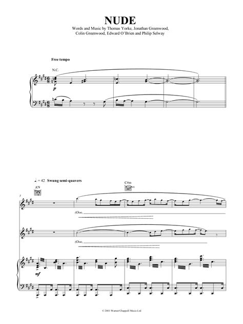 Radiohead Nude Sheet Music
