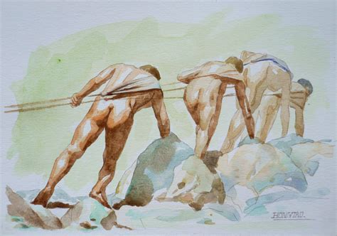 Watercolor Painting Male Nude Painting By Hongtao Huang Artmajeur