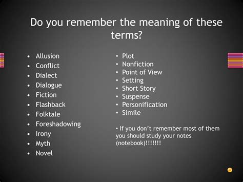literature terms explained simply study guide powerpoint
