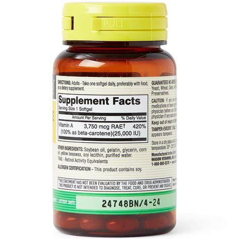 Beta Carotene 25000 Iu With Vitamin A Softgels 100ct