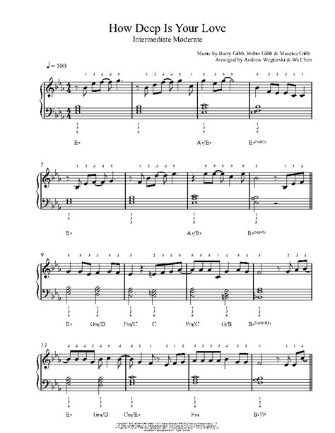 How Deep Is Your Love By Bee Gees Sheet Music Lesson Intermediate Level