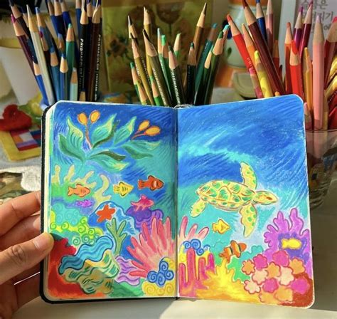 drawing  ocean  pencil colours ocean drawing colored pencil