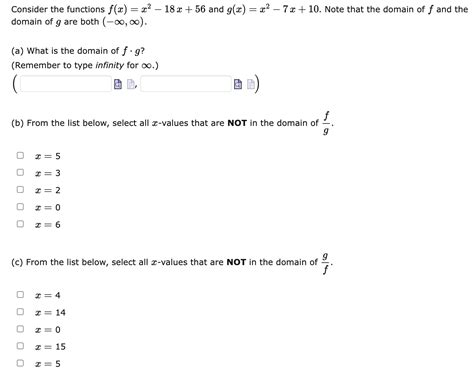 Solved Consider The Functions F X X2−18x 56 And