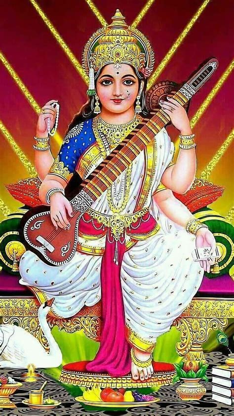 Saraswati Puja Goddess Of Knowledge Maa Saraswati Hd Phone Wallpaper