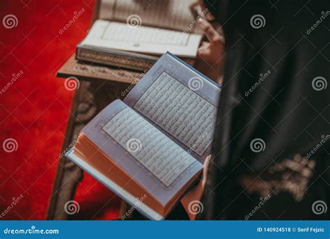 Three Muslim Girls Reading Quran In Mosque Stock Photo Image Of Holy