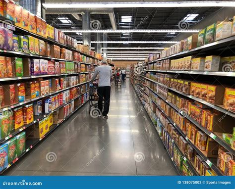 Various Products in a Aisle in a Supermarket. Editorial Photography