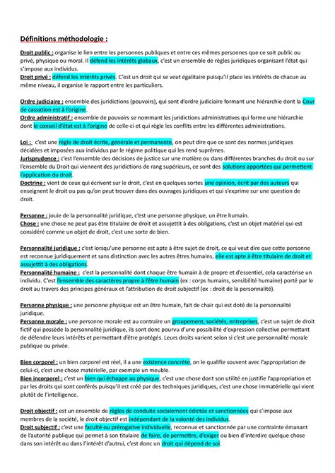 Revisions définitions méthodo Définitions méthodologie Droit public