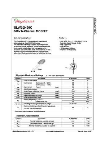 20N50 Datasheet and Replacement. Cross Reference Search