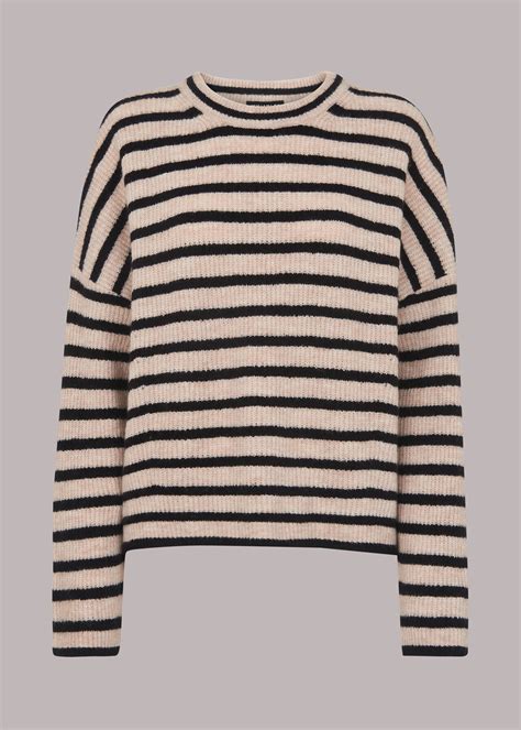 Blackmulti Stripe Ribbed Crew Neck Jumper Whistles