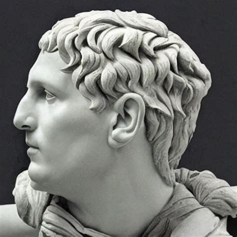 The Roman Emperor Augustus Mixed With Cat Sculpture Of Stable