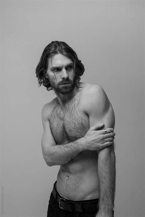 Bearded Man With Naked Torso Bw Portrait By Stocksy Contributor Basil Pind Stocksy