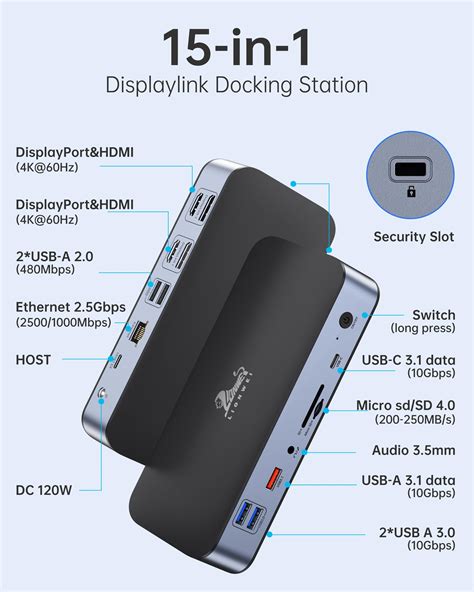 Displaylink Docking Station Dual Monitor Lionwei Usb C Dock For Macbook M1 M2