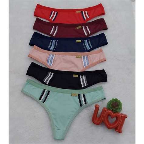 Kit Calcinhas Micro Fibra Fio Dental Lingerie Tanga Conforto Forro Algod O Ref