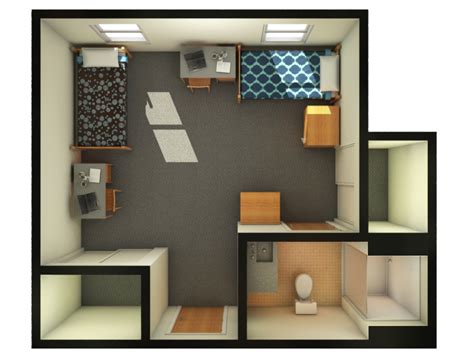 Single Dorm Room Layout