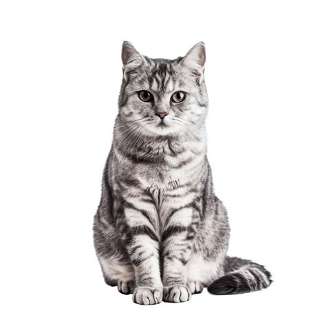 Gray tabby cat sitting and looking at the camera 46853727 PNG
