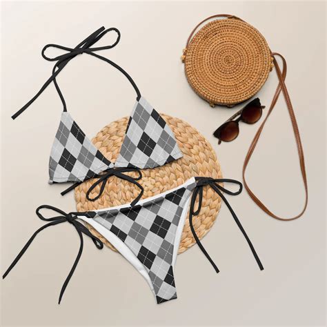 Gray Argyle Bikini Designed By Squeaky Chimp T Shirts Leggings