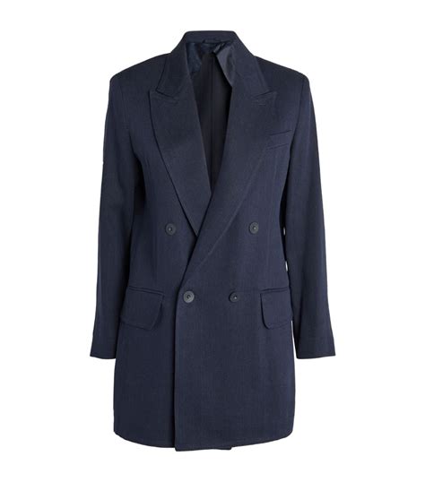 Max Mara Blue Linen Cotton Double Breasted Blazer Harrods Uk