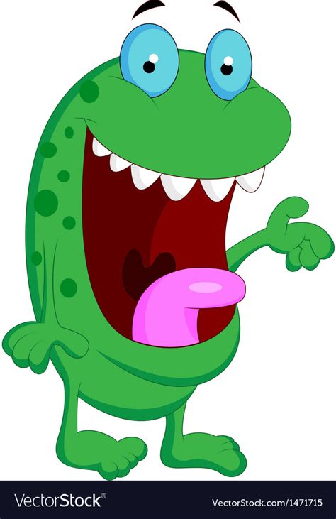 Cute Green Monster Cartoon Royalty Free Vector Image