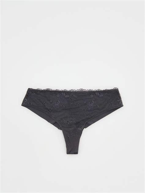 Majtki bikini z koronką Kolor szary RESERVED BJ X