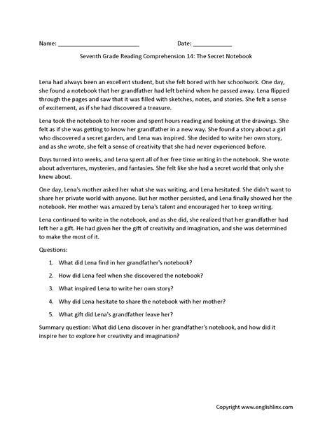 Nonfiction Articles With Comprehension Questions 7th Grade 7