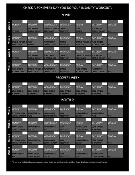Insanity Workout Schedule - FREE DOWNLOAD Insanity Workout Calendar ...