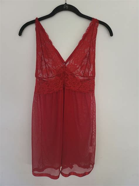 Avid Love Lingerie Womens Medium Red Teddy Lace Sheer Intimates Piece Sexy Ebay