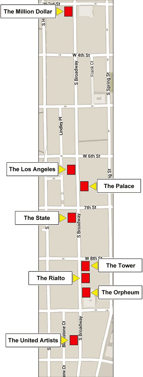 Map of Classic Movie Theatres on Broadway (in Los Angeles)