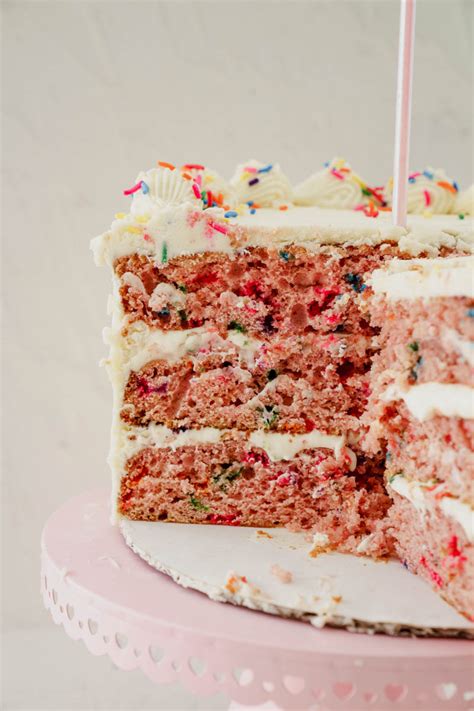 Strawberry Funfetti Cake With Real Strawberries Cake Babe