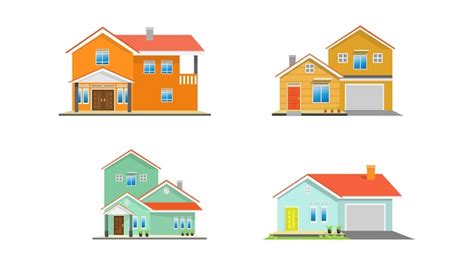 Premium Vector | Set of Modern simple suburban house exterior