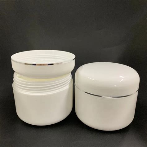 120g White Double Wall Pp Jar With Plastic Dome Unlined Gold Stamping Cap For Cosmetic Cream